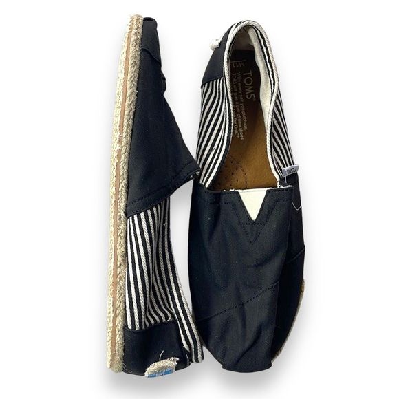 Toms Other - TOMS University Ash Classic Shoes Mens 11 Black Canvas Espadrille Slip On Shoe